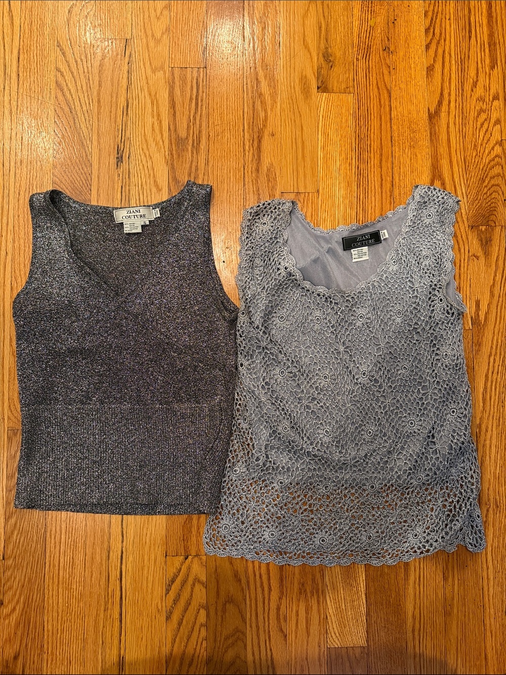 Bundle - Vintage Women’s Sleeveless Knit & Crochet Shell Tops - Silver!!!